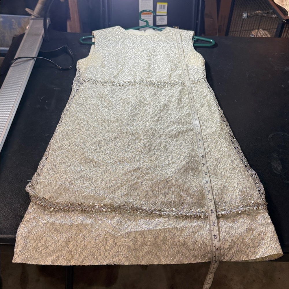 Cream Sleeveless Dress with Sequin Accents
